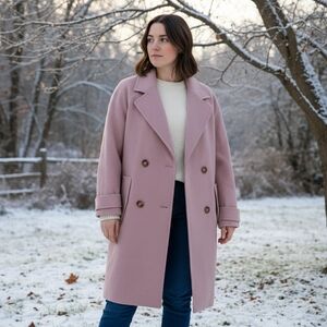 Missguided Double Breasted Mauve Pink Pea Coat Size 6
